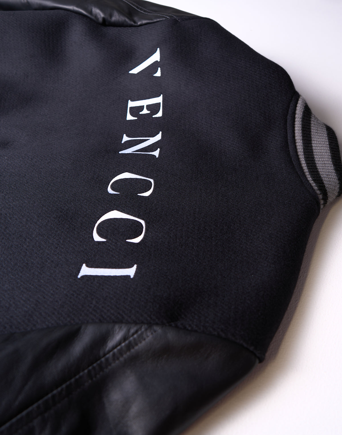 VENCCI "001/001"- Cashmere-Blend Wool Jacket with Lambskin Sleeves