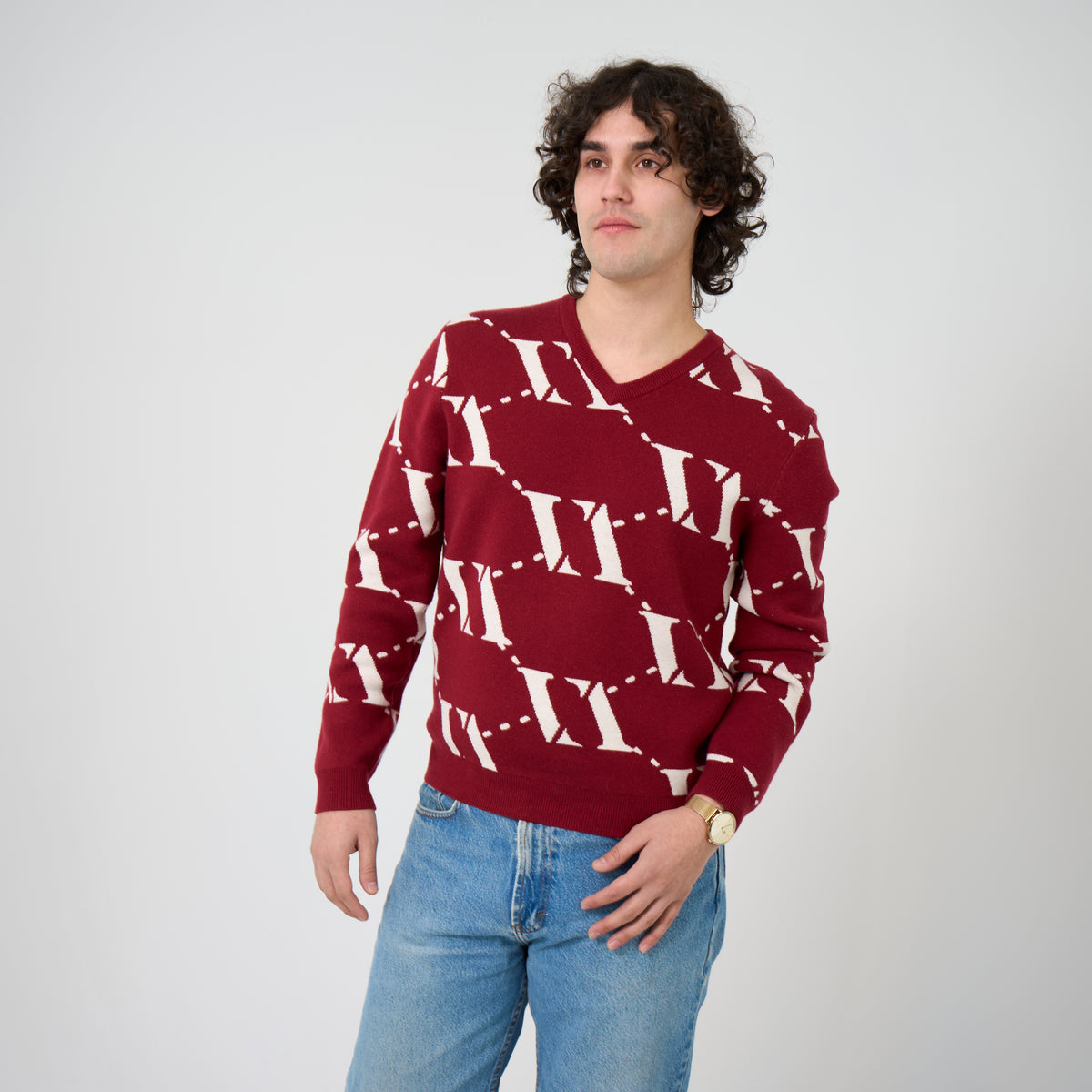 VENCCI Suéter de lã merino plush vermelho