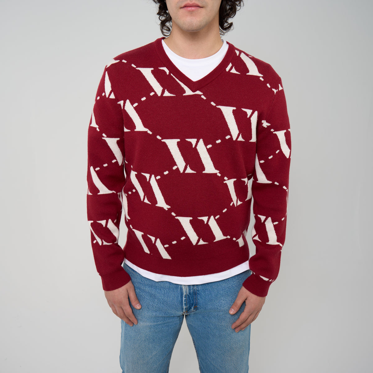 VENCCI Suéter de lã merino plush vermelho