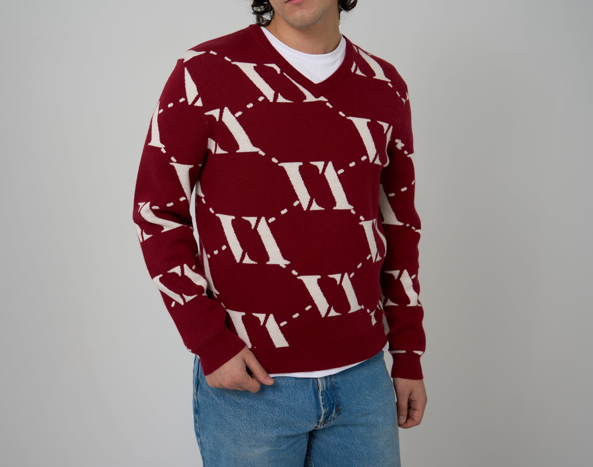 VENCCI Suéter de lã merino plush vermelho