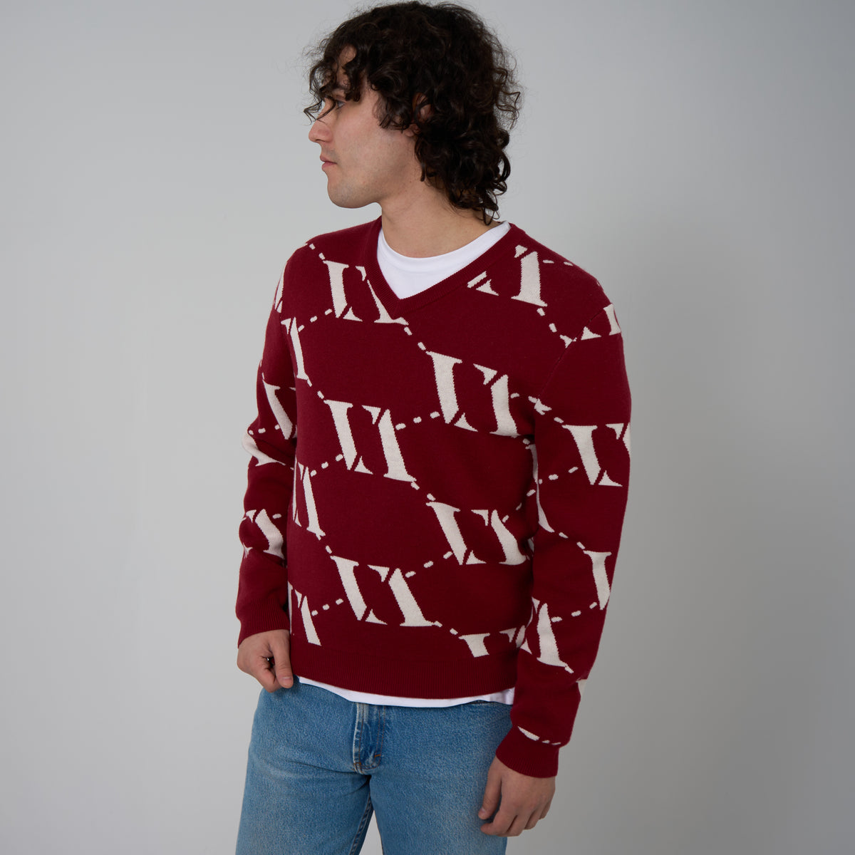 VENCCI Suéter de lã merino plush vermelho