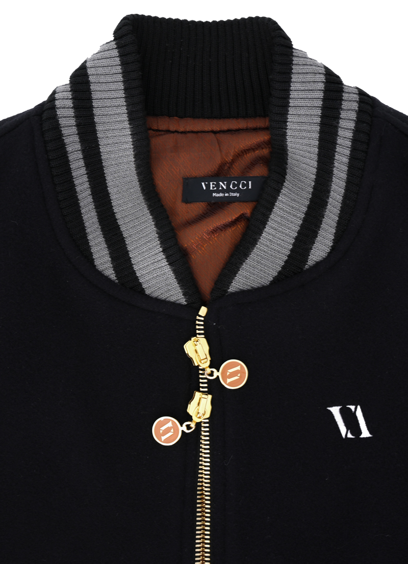 VENCCI CASHMERE VARSITY JACKET