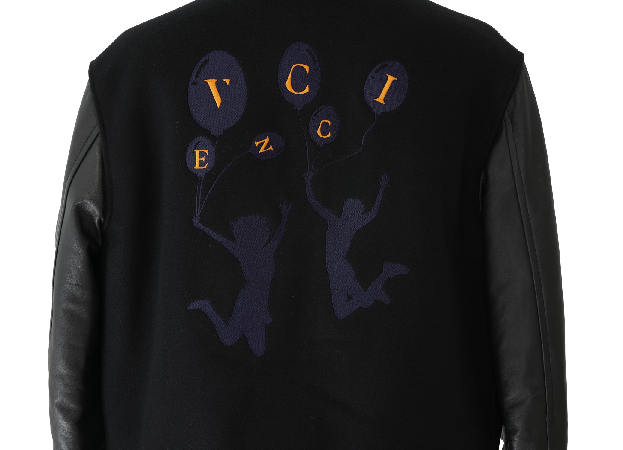 Cashmere varsity jacket — worn by model