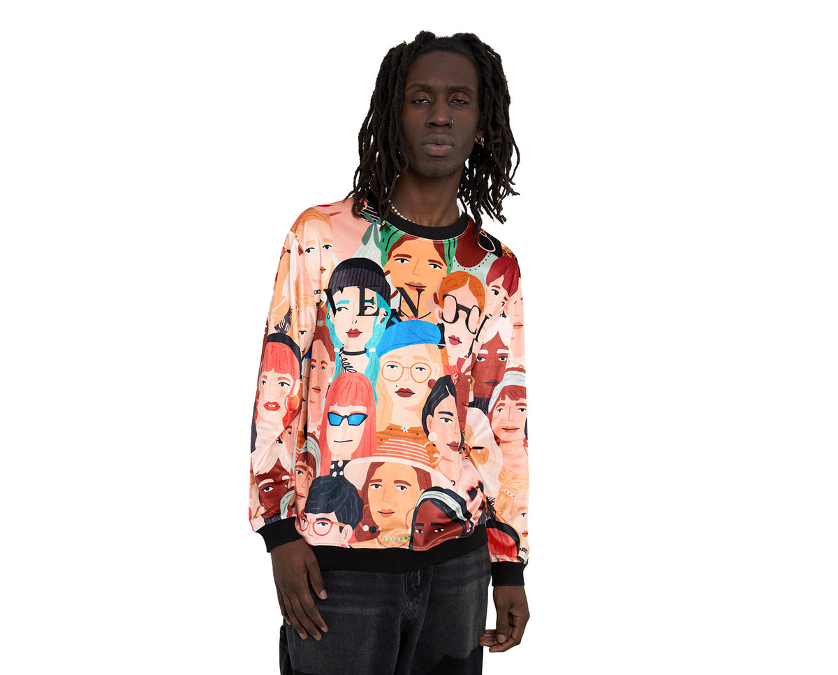 VENCCI SEAMLESS FACES SWEATER