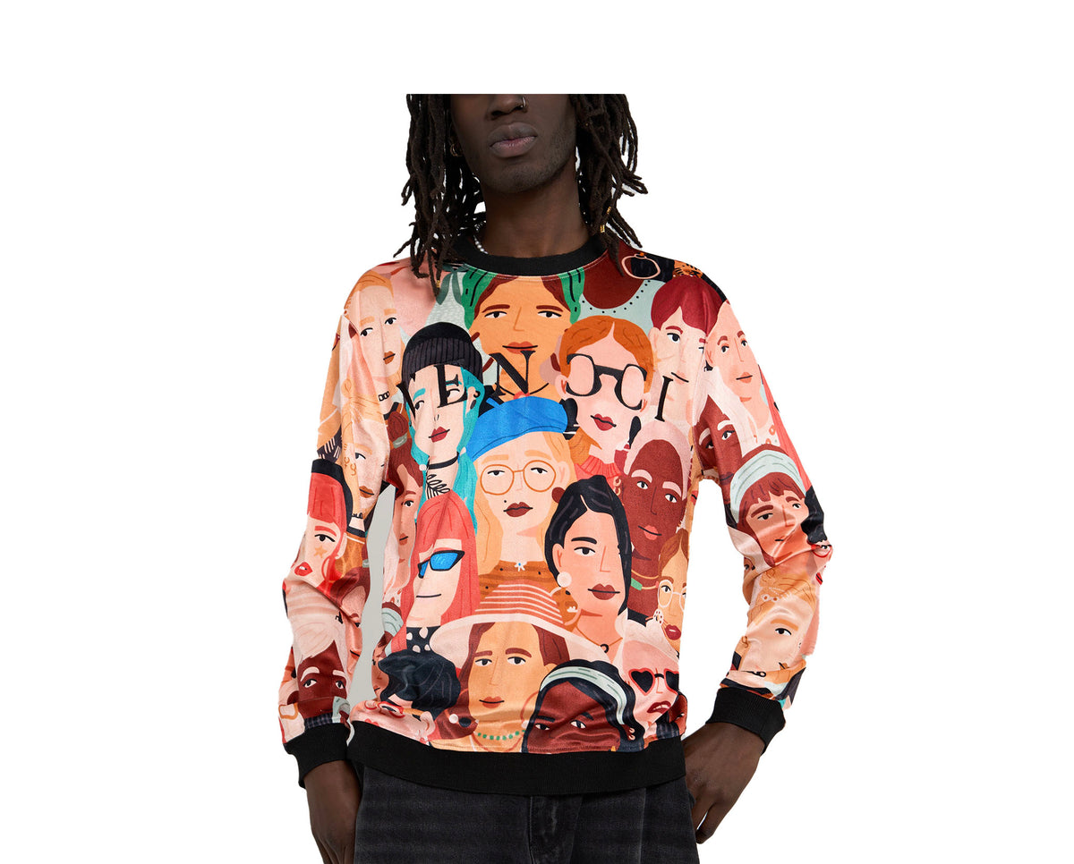 VENCCI SEAMLESS FACES SWEATER