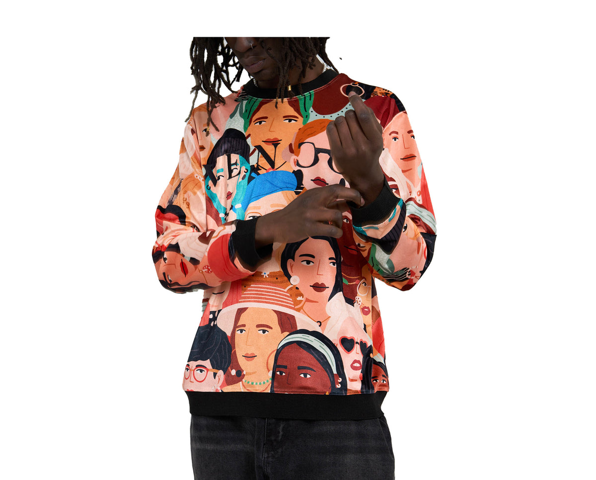 VENCCI SEAMLESS FACES SWEATER