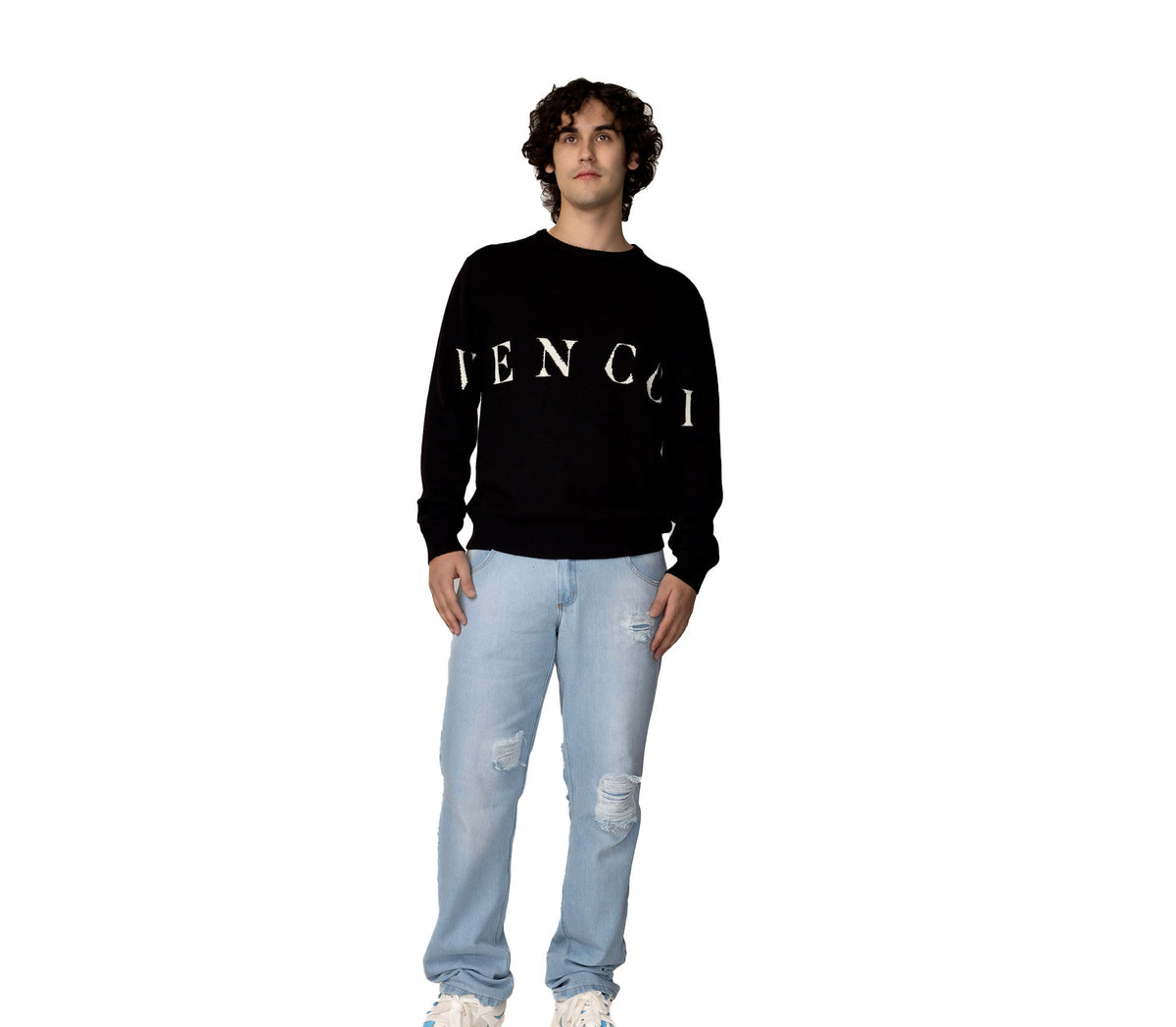 Vencci Icon Sweater — Merino Wool Jacquard Blend