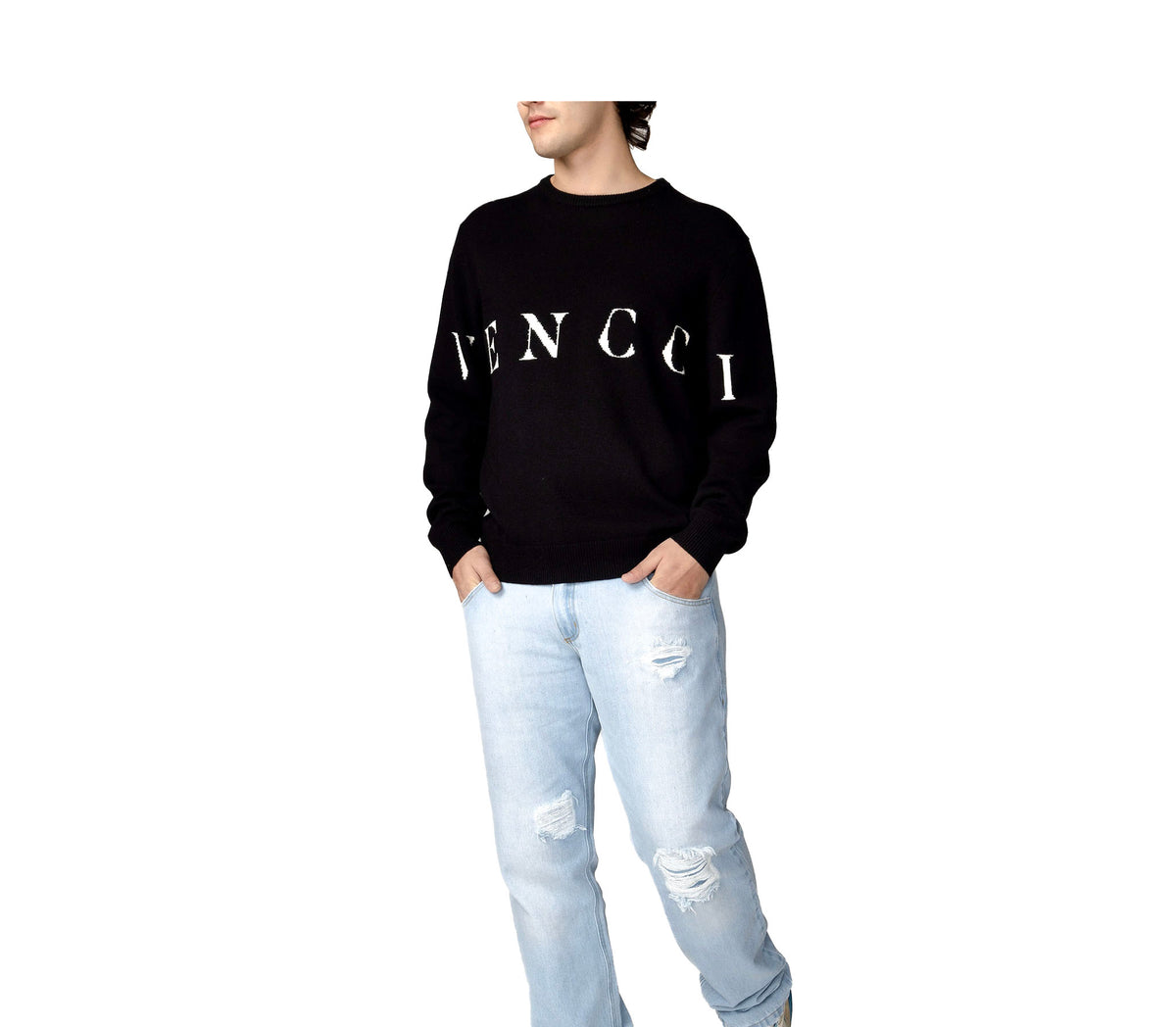 Vencci Icon Sweater — Merino Wool Jacquard Blend