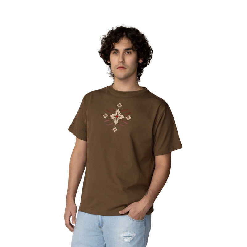 VENCCI OLIVE FLORAL VV MONOGRAM TEE