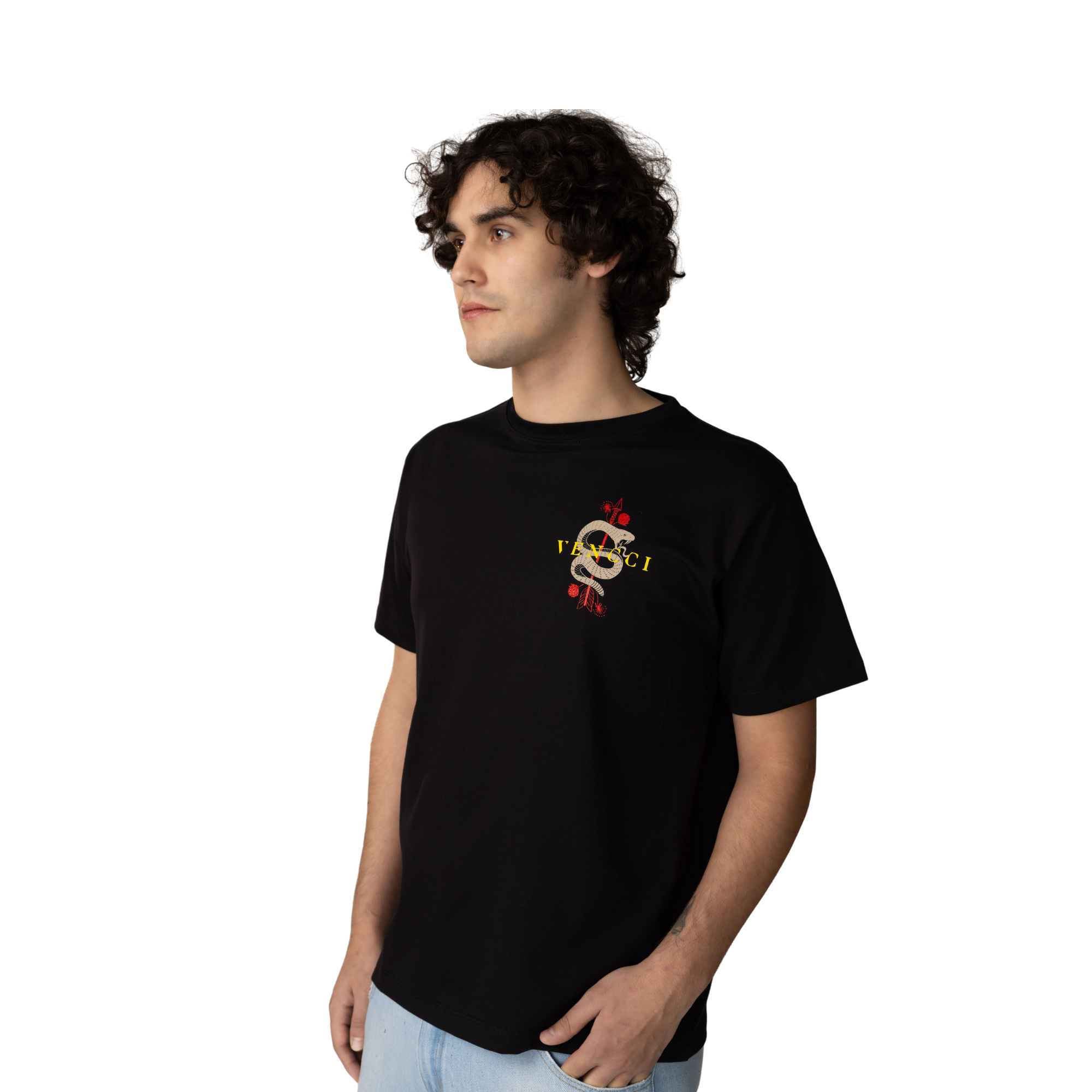 Serpent jersey tee — styled view