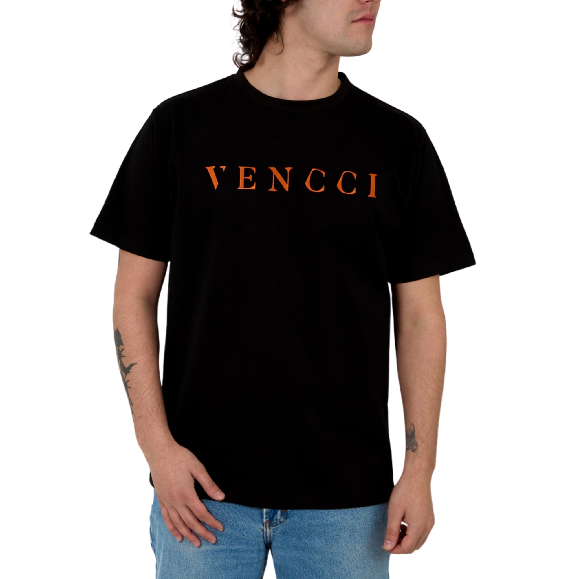 Vivid Orange tee — orange chest embroidery detail