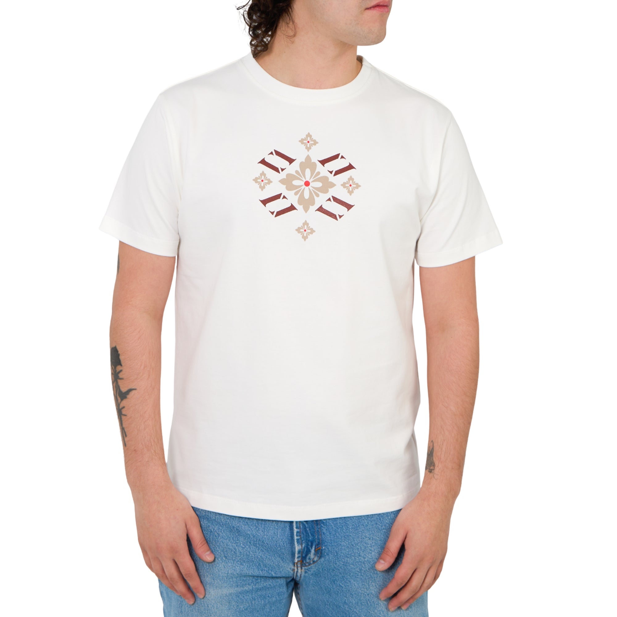 Floral VV Monogram white tee — Vencci back graphic