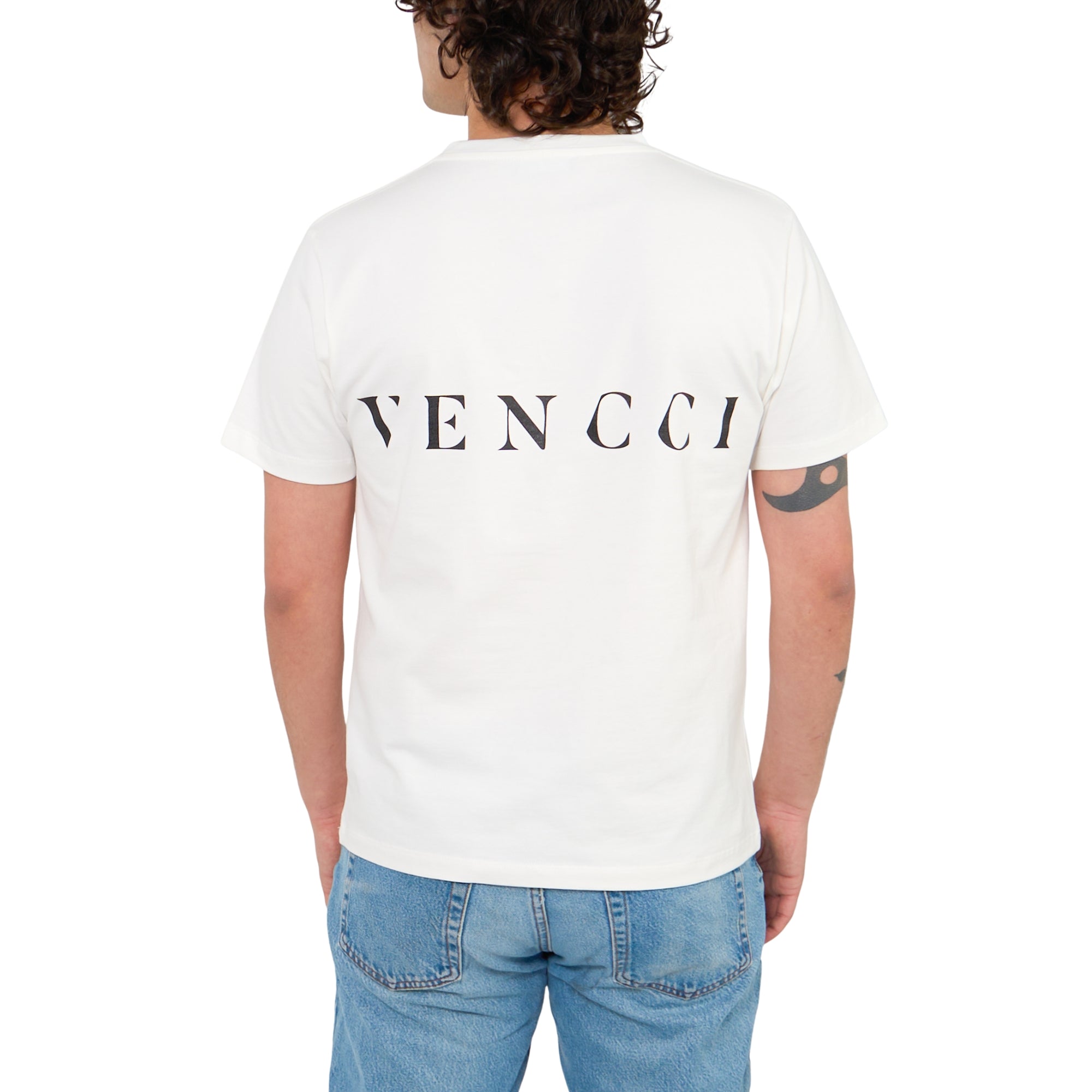 Floral VV Monogram white tee — worn by model