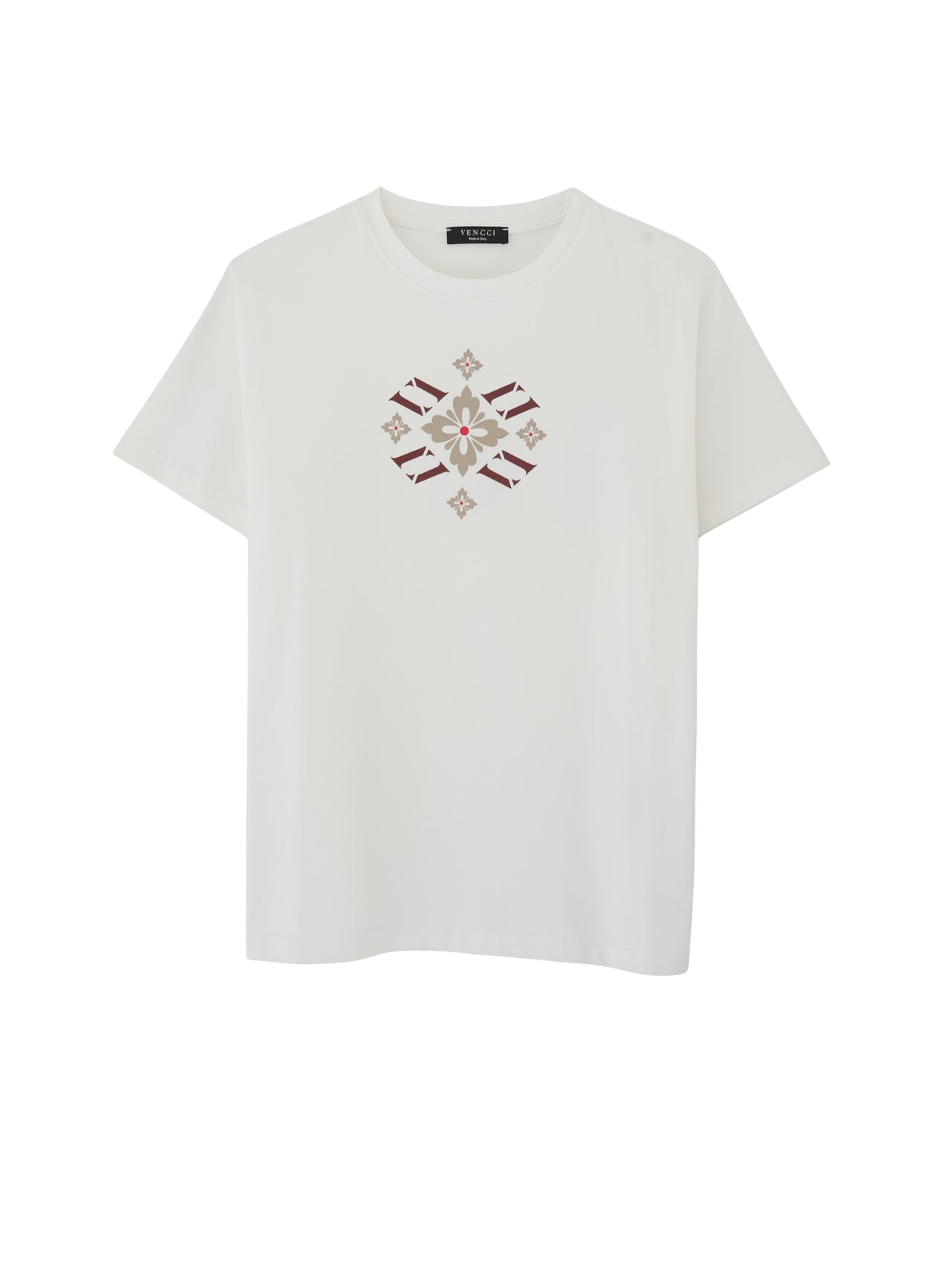 Floral VV Monogram tee in white — front floral graphic