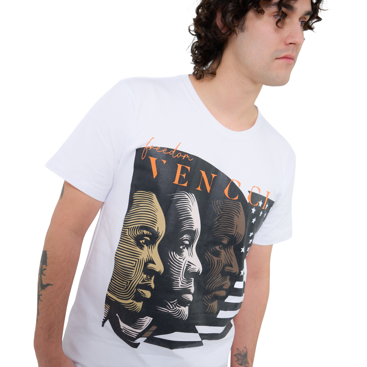 VENCCI WHITE  FREEDOM COMBED COTTON TEE